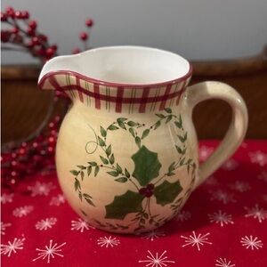 Green & Yellow Holly Pottery Pitcher